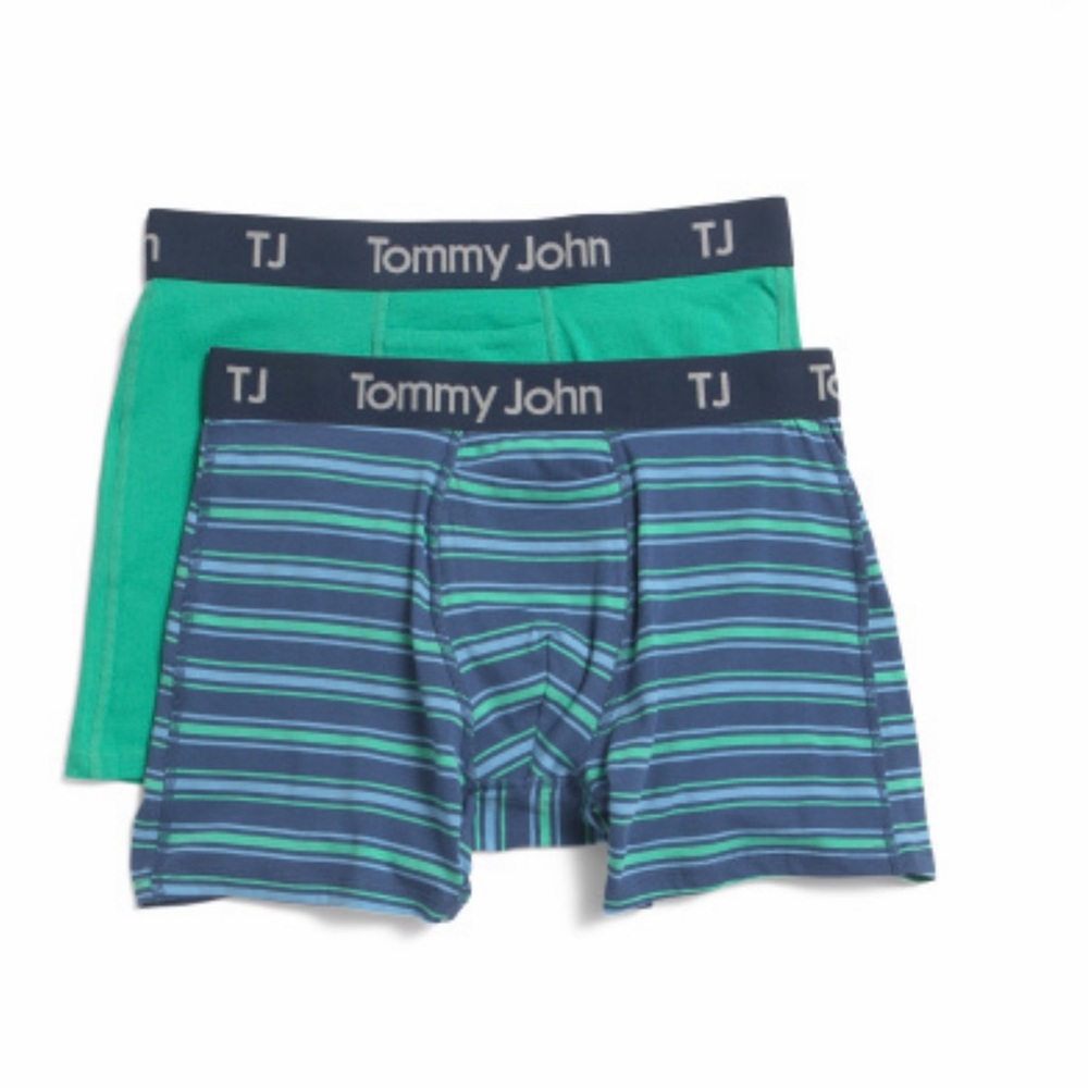 NWT Tommy John Cotton Stretch Boxer Brief - 4" Green/Blue Theme - XXL - 2 Pack
